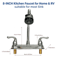 thumbnail image 3 of RV Kitchen Faucet, 360° Swivel Sprayer with 2 Modes & Dual Grip Handles，Non‑Metallic Corrosion‑Resistant Replacement for Campers, Trailers & Motorhomes - Fit for 8‑Inch 2/3‑Hole Sink Decks , Chrome, 3 of 9