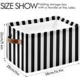 thumbnail image 3 of Foldable Storage Bins Black White Vertical Stripes Fabric Storage Baskets Collapsible Decorative Baskets Closet Organizer Bins with PU Handles for Shelves Home Closet-1Pack Decor Gifts, 3 of 7