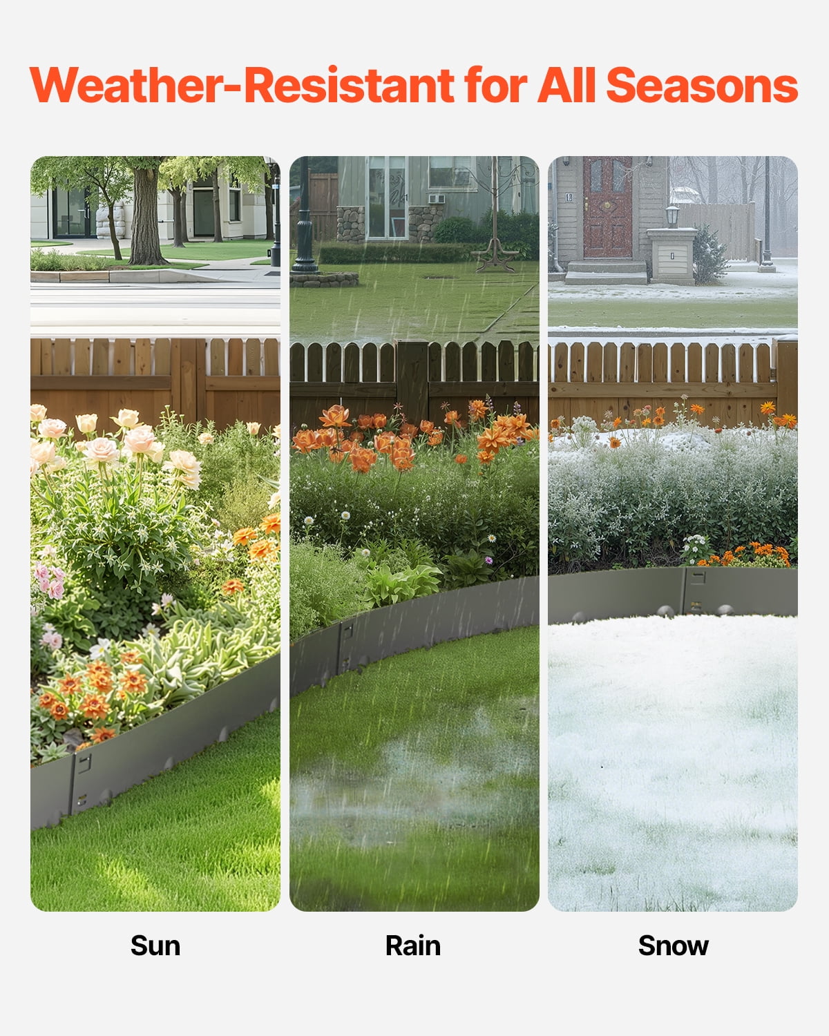 VEVOR Steel Landscape Edging, 5 Packs 39 x 3 in Rust-Resistant Metal Landscape Edging, Bendable Garden Edging Border,Heavy Duty Lawn Edging, Easy-to-Install,Flower Bed Yard Pathway Divider Dark Gray