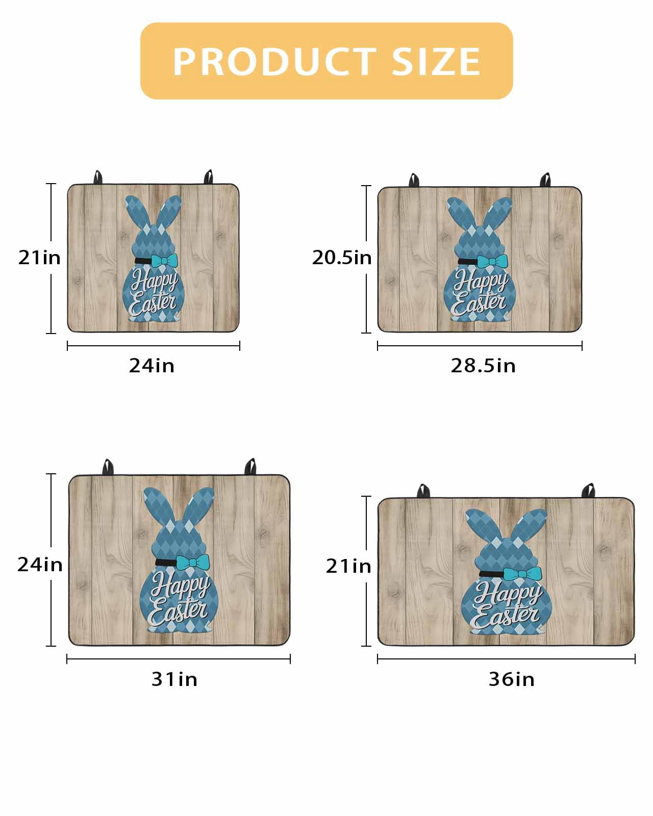 Large Induction Cooktop Protector Mat Easter Stove Top Covers for Electric Stove, Vintage Blue Cute Rabbit Brown Wooden Grain Decorative Stove Burner Cover Mats, Glass Top Stove Cover