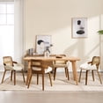 thumbnail image 2 of Guyou Modern Rattan Dining Chair Set of 2, Solid Wood Dining Side Chairs, PU Upholstered Kitchen Chairs with Armrests for Kitchen Dining Room Living Room, White, 2 of 11