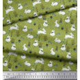 thumbnail image 3 of Soimoi Green Polyester Crepe Fabric Mushroom,Oaknut & Rabbit Animal Printed Fabric 1 Yard 42 Inch Wide, 3 of 3