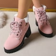 thumbnail image 6 of Juebong Women's Lace up Combat Ankle Boots Low Chunky Block Heel Fashion Heeled Booties Warm Fleece Lined Shoes Pink,36, 6 of 8