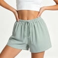thumbnail image 2 of Women's Casual Loose Fit Lightweight Striped Shorts, Elastic Drawstring Waist, Soft Summer Beach Style, Travel Active Comfort, Casual Everyday | TruHer,Light Blue M, 2 of 8