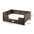 thumbnail image 2 of Dextrus Rattan Dog Bed with Beige Cushion, Indoor Outdoor Pet Bed for Small Medium Dogs and Cats,24.8''L*19.7''W*9.8''H,Brown, 2 of 5