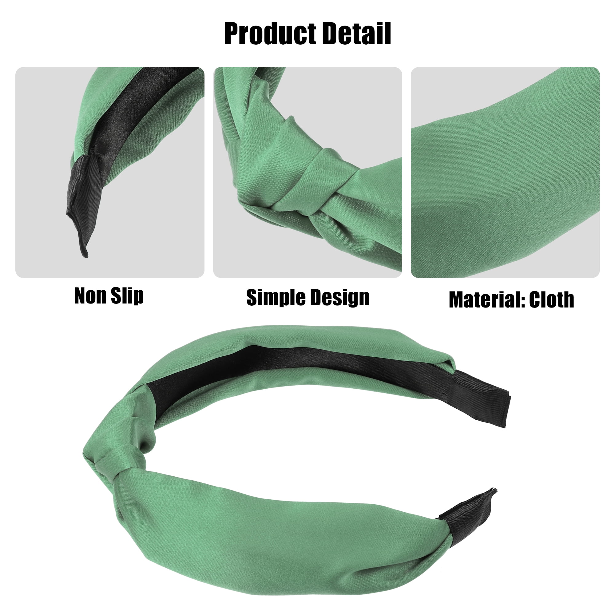 Unique Bargains Silk Knotted Headband Hairband for Women 1.2 Inch Wide Green