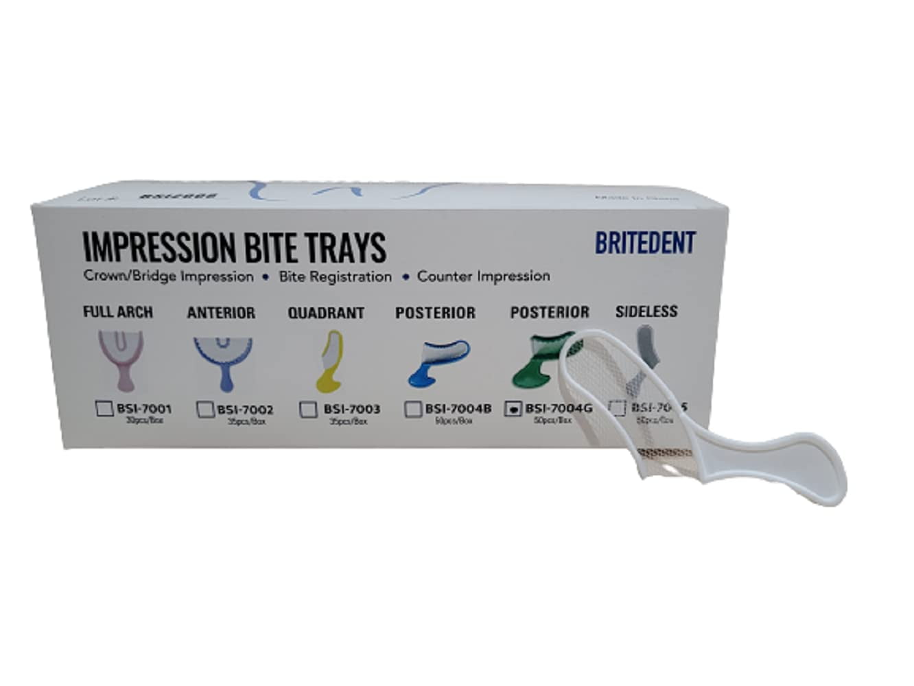 BRITEDENT 50 Pcs Bite Registration Trays (Sideless White) Disposable