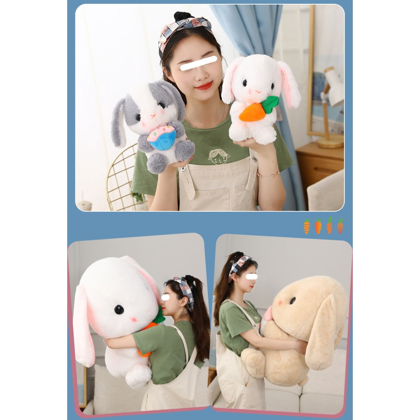Long Ear White Bunny Plush Toy Soft Stuffed Rabbit Doll Decorative Gift
