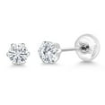 thumbnail image 5 of Gem Stone King Moissanite Platinum Stud Earrings for Women Men | 0.20 Cttw | Gemstone Birthstone | Round 3MM, 5 of 6