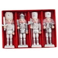 thumbnail image 4 of KLKCMS Set of 4 Wooden Christmas Nutcracker Handcrafted Sturdy for Table Display Lightweight Xmas Gift Collection Desktop Decoration Silver 12cm, 4 of 9