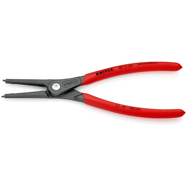 KNIPEX 49 11 A3 SB Pinza de precisión para anillos de retención exteriores de ejes recubiertos de plástico antideslizante acabado pavonado 225 mm