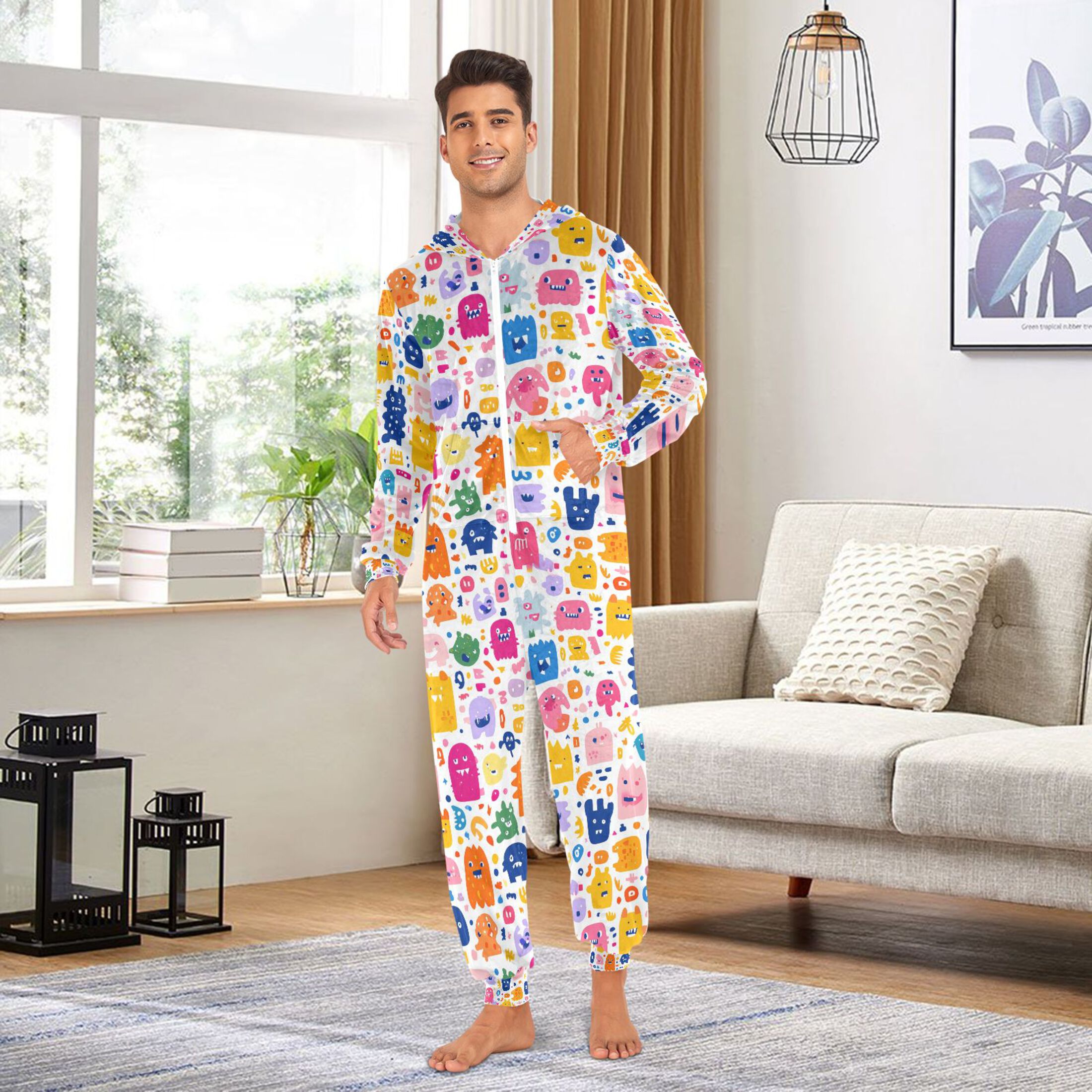 Adult Christmas Onesie Various Monsters Adult Zipper One-Piece Pajamas Unisex Pajamas with Pockets