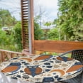 thumbnail image 2 of Ambesonne Nature Fitted Round Tablecloth, Bohemian Owls Crescent Moon, 40"- 44" Diameter, Cinnamon Sea Blue and Ivory, 2 of 5
