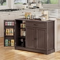 thumbnail image 2 of Asofer 42" Kitchen Pantry Storage Cabinet with Guardrail Space, Sideboard Buffet with 3 Doors & 1 Drawer,Dark Brown, 2 of 7
