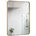thumbnail image 1 of Hamilton Hills 30x40 inch Metal Gold Frame Mirror for Bathroom | Brushed Rectangular Rounded Corner Vanity | 2" Deep Set Design Large Wall Mirrors Decorative | Hangs Horizontal and Vertical, 1 of 2