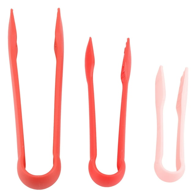 3Pcs Multifunctional Plastic Bread Tongs Food Clamps for Home Bakery(red)