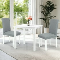 Dining Room Dinette Kitchen Set Square Table and 2 Falabella Chairs Classic Style Solid Wood White Finish
