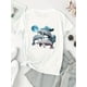 thumbnail image 2 of Women'S Casual Crew Neck T-Shirt with Creative Seal and Moon Print, Fashionable Short Sleeve, Medium Stretch Polyester 95% Spandex 5%, All-Season Comfort Summer Top, 2 of 6