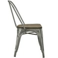 thumbnail image 2 of Modway Promenade Industrial Modern Steel Dining Side Chair with Bamboo Seat in Gunmetal, 2 of 4