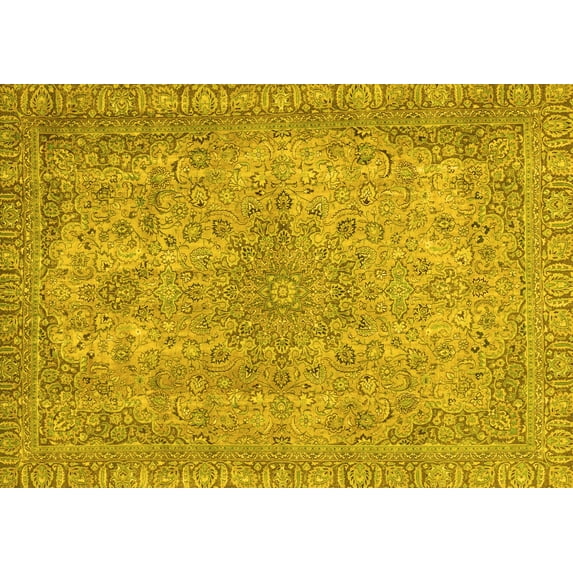 Ahgly Company Indoor Rectangle Abstract Yellow Modern Area Rugs, 4' x 6'