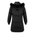 thumbnail image 3 of SAYFUT Long Puffer Hooded Coat for Womens Winter Plus Size, Button Zipper Up Puffer Down Jackets Coats Outwear with Faux Fur Collar Trim, 3 of 8