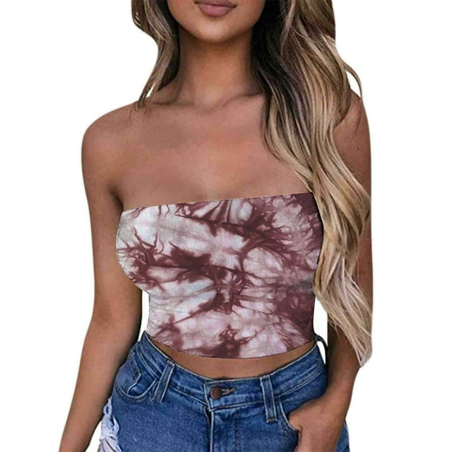 Tube Tops, Womens Printed Strapless Yoga Exercise Chest Wrap Pullover