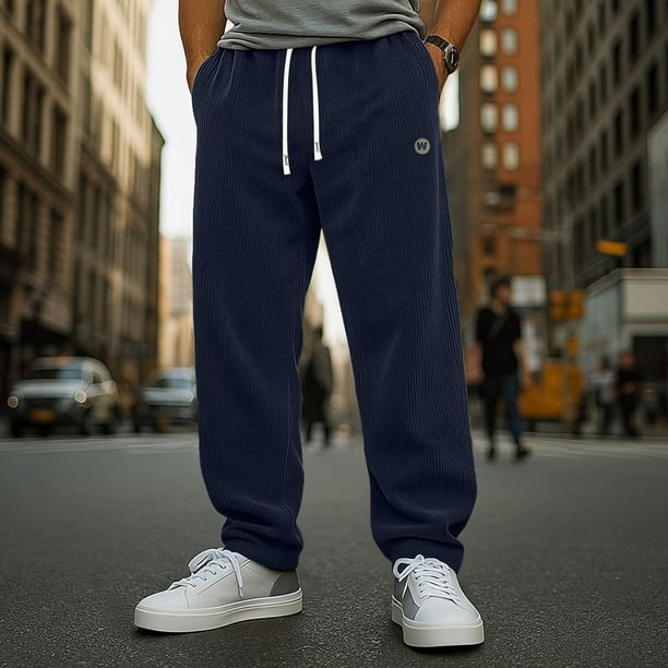 Ceisia Gift Men's All-Season Warm Sports Pants - Casual Fashion Thickened Solid Color Elastic Waist Nylon-Spandex Long Pants wi th Pockets