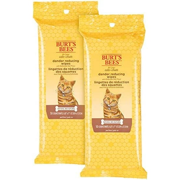 Burt's Bees for Cats Natural Dander Reducing Wipes Kitten and Cat Wipes for Grooming Cruelty