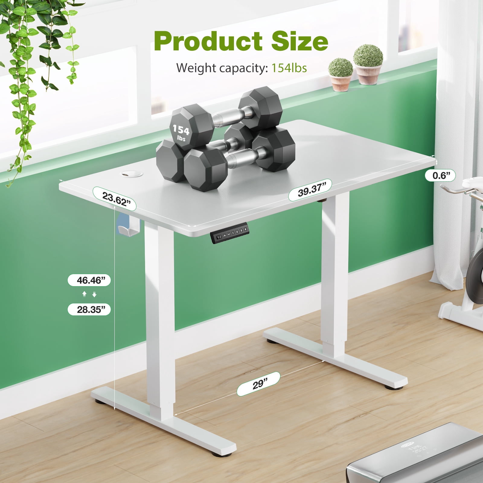 edx Electric Standing Desk, Height Adjustable Desk, 40 x 24 Inches Ergonomic Stand up Desk