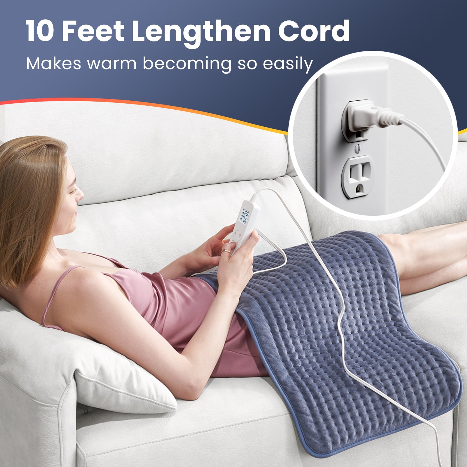 TCVOR Flannel Heating Pad for Deep Heat and Full Body Comfort, King Size 17"x33" Electric Heating Pad with 6 Heat Settings, 6 Timer Auto Shut Off, Machine Washable