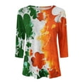 thumbnail image 4 of Birdeem T-Shirt Imprimé de la Saint-Patrick pour Femmes, Blouse à Manches 3/4, Col Rond, Hauts Décontractés, 4 of 5