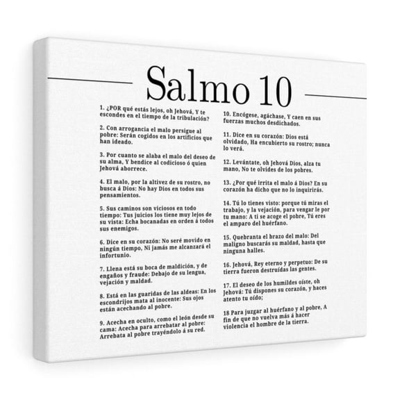 Salmo 10 Impresion De Arte Crist en Blanco Psalm 10 Spanish Ready to Hang Bible Canvas Unframed
