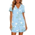 thumbnail image 6 of Yeaiivve Button Down Nightgowns for Women Cute Bow Print Short Sleeve Nightshirts Boyfriend Shirt Sleepdress Soft Pajama Dress Multicolor,S, 6 of 7