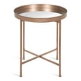 thumbnail image 3 of Celia 18-Inch Round Metal Foldable Mirror Tray Accent Table, Rose Gold, 3 of 5