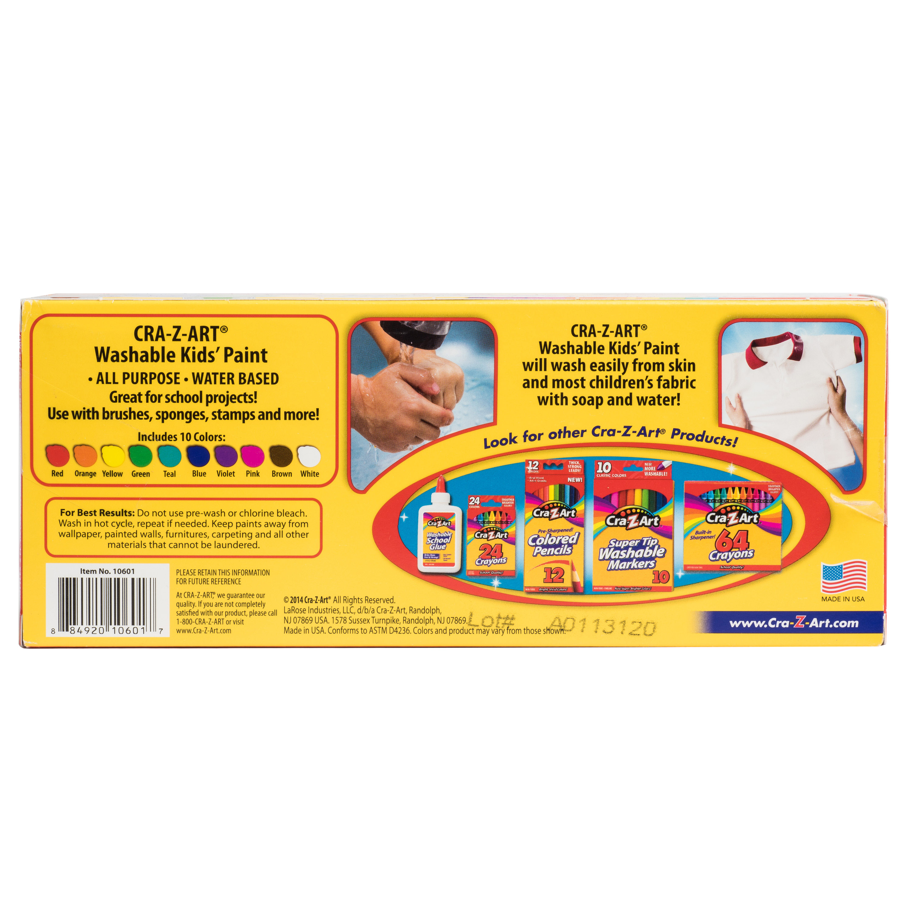 Cra-Z-Art 10 Count Multicolor Washable Paint, Ages 3 and up, Back to School Supplies - image 4 of 7