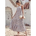 thumbnail image 4 of Vestido PRETTYGARDEN Mujer Maxi Floral de Un Hombro Azul XXL, 4 of 5