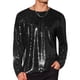 thumbnail image 1 of Camisetas para hombres INSPIRE CHIC con lentejuelas brillantes, cuello redondo, mangas largas y ajuste regular, 2XL, negro, 1 of 6