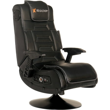 X Rocker PRO SERIES PEDESTAL WIRELESS BLACK GUNSTOCK ARMS, BLACK W/GREY, TILT SWIVEL, 2.1 (Best Racing Chairs For Gaming)