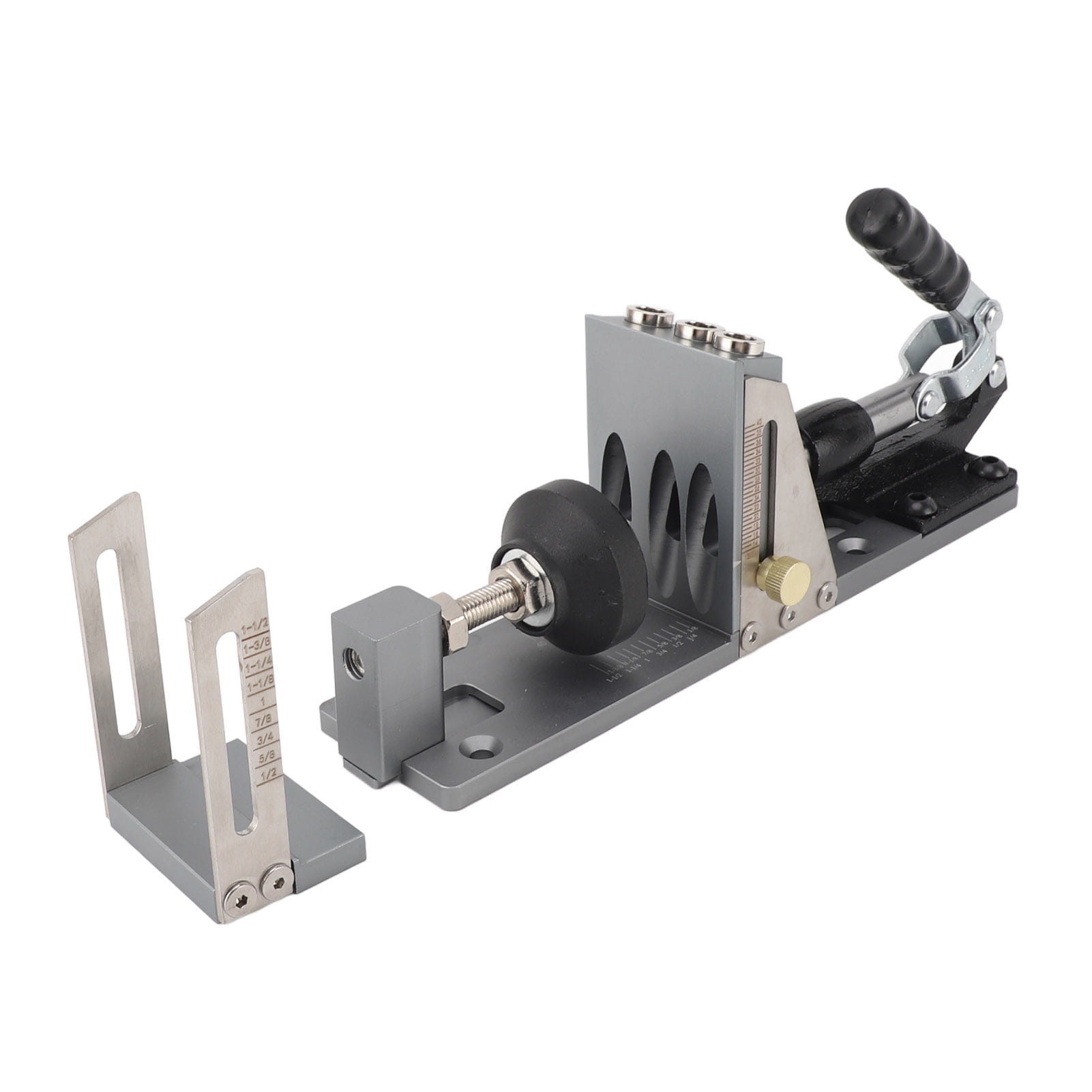 2024 Pocket Hole Jig Kit Pocket Screw Jig Accurate Easy Adjust Aluminium Alloy Woodworking Tool with Step Drill Wrench for Projects
