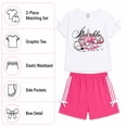 thumbnail image 5 of Real Love Girls Shorts Set - 2 Piece Stylish Knitted Short Sleeve Graphic Tees and Shorts for Girls, 5 of 7
