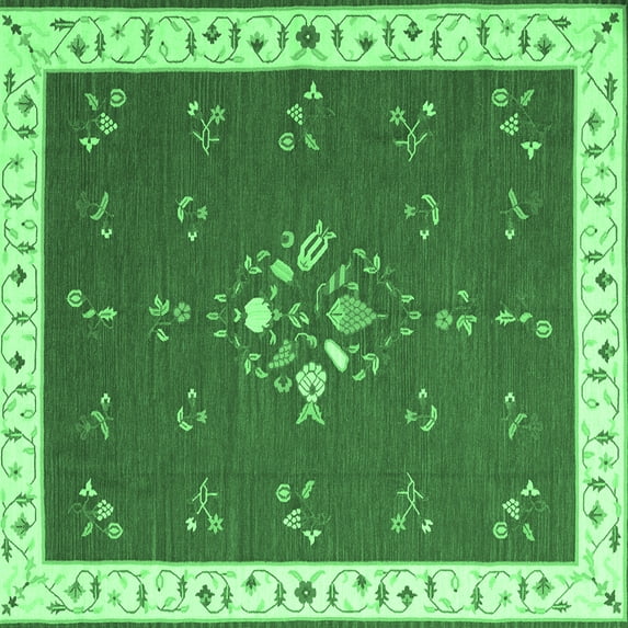 Ahgly Company Indoor Square Abstract Emerald Green Contemporary Area Rugs, 5' Square