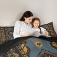 thumbnail image 5 of Homewish Retro Brown Aztec Queen Comforter Set for Adult, Hippie Stripes Abstract Bedding Sets, Southwestern Style Reversible Bedding Comforter Set, Microfiber Bedroom Decor, 3-Piece, 5 of 8