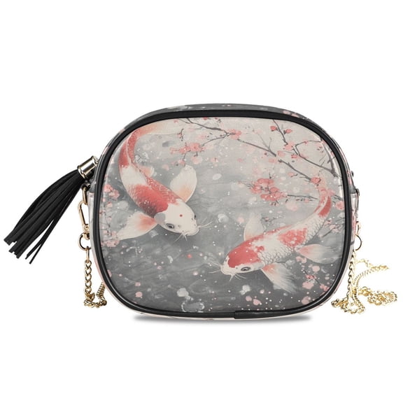 Womens Casual Chain Shoulder Bag Simple style Goldfishs Painting Crossbody Bag