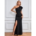 thumbnail image 4 of I2CRAZY Womens Black Formal Dresses Elegant One Shoulder Evening Gowns for Wedding Guest-S, 4 of 7
