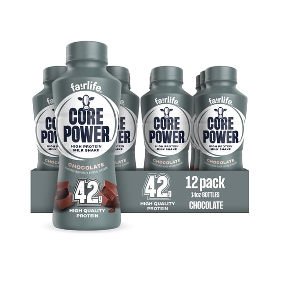 Core Power High Protein Shake, Chocolate, 42g Bottle, 14oz, 12 Pack