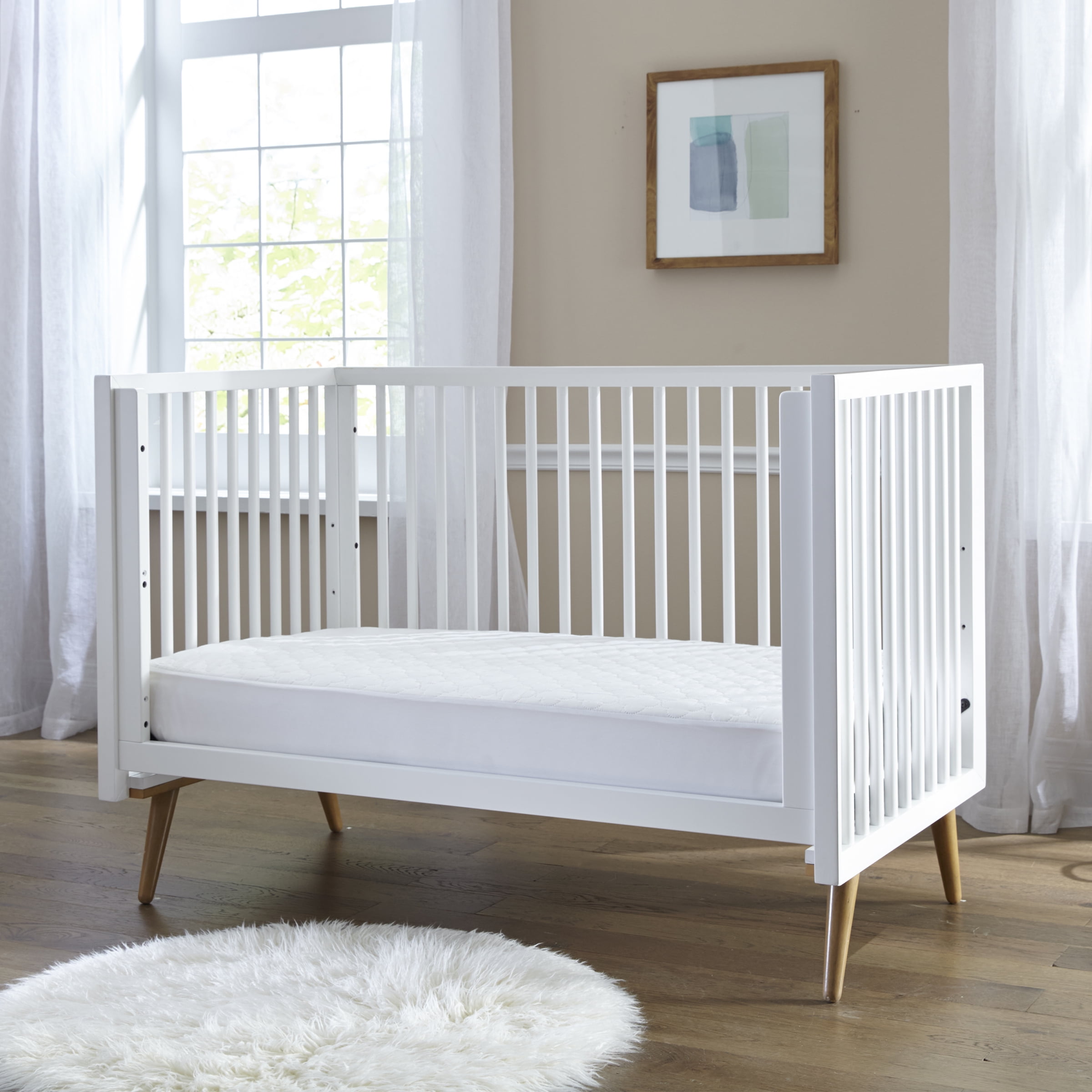 Sealy Stain Protect Antimicrobial Waterproof Crib / Toddler Mattress Pad, White, 52" L x 28" W
