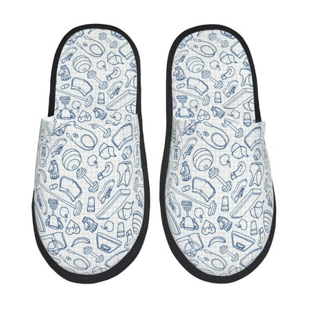 

Honeii Fitness Guru print Slippers Memory Foam House Bedroom Slippers for Women and Men Fuzzy Plush Comfy Faux Fur Lined Slide Shoes-Large
