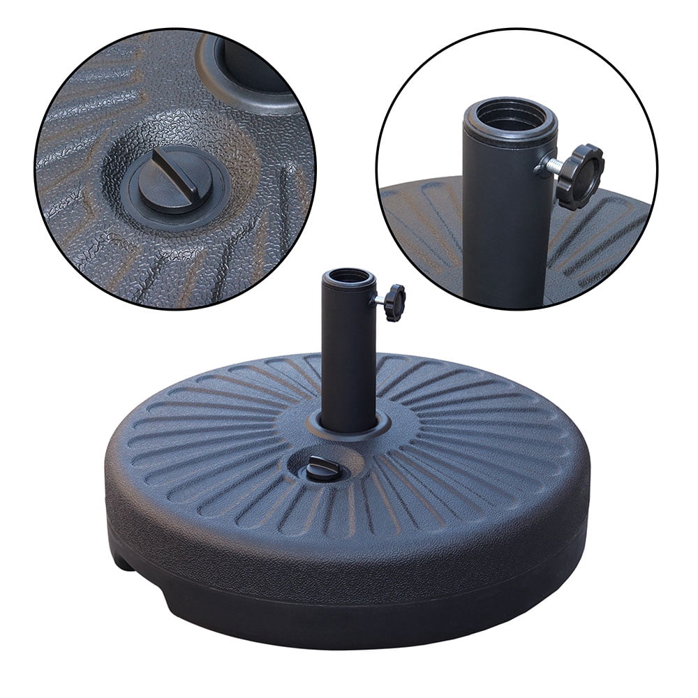 Abble  80 LBS Free Standing Patio Round Water Filled Umbrella Base 20" Round Umbrella Stand in Black