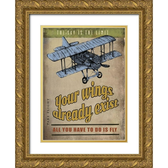 JMB Designs 19x24 Gold Ornate Wood Framed with Double Matting Museum Art Print Titled - Spread Wings