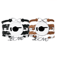thumbnail image 1 of Right Gesture Outline Pattern Bracelet Hand Strap Leather Rope Wristband Double Set, 1 of 3